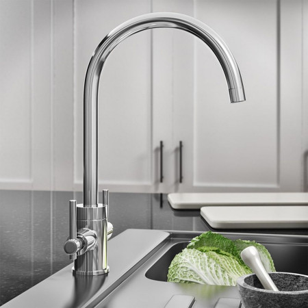 TK012 Trisen Avara Chrome Two Handle Kitchen Tap Lifestyle