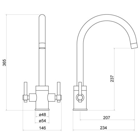 TK012 Trisen Avara Chrome Two Handle Kitchen Tap Line