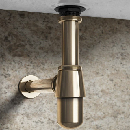 TW009 Trisen Basin Bottle Trap in Brushed Brass Lifestyle