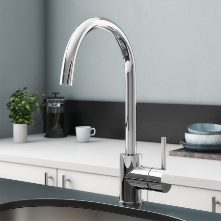 TK010 Trisen Breno Chrome Single Lever Kitchen Tap Lifestyle