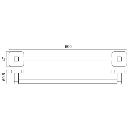 TTR-101BB Trisen Brushed Brass 600mm Single Towel Rail Line