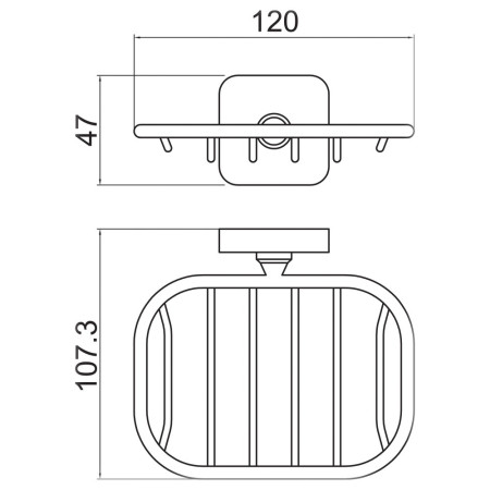 TTR-701BB Trisen Brushed Brass Soap Basket Line Drawing