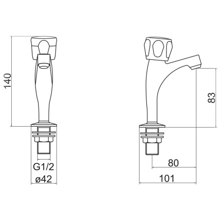 TTR-CLU02 Trisen Chrome High Neck Club Basin Pillar Taps Line