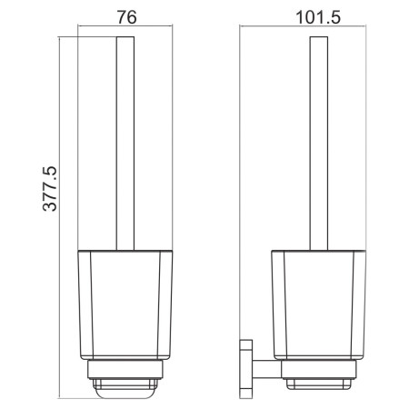 TTR-901CR Trisen Chrome Toilet Brush Holder with Glass Line