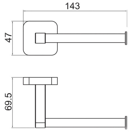 TTR-401CR Trisen Toilet Roll Holder Line Drawing