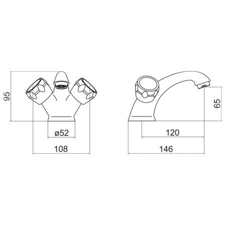 TTR-CLU03 Trisen Chrome Two Handle Basin Mixer with Waste Line