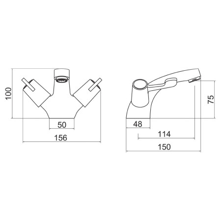 TTR-LEV07 Trisen Chrome Two Handle Lever Basin Mixer with Waste Line