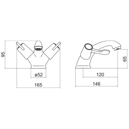 TTR-LEV03 Trisen Chrome Two Lever Basin Mixer with Waste Line