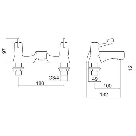 TTR-LEV05 Trisen Chrome Two Lever Bath Filler Line