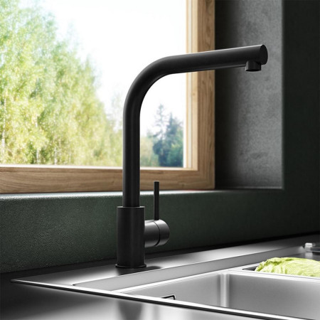 TK004K Trisen Era Black Single Lever Pull Out Kitchen Tap Lifestyle