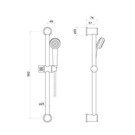 TSK001 Trisen Eroqua Chrome Slide Rail Set Line