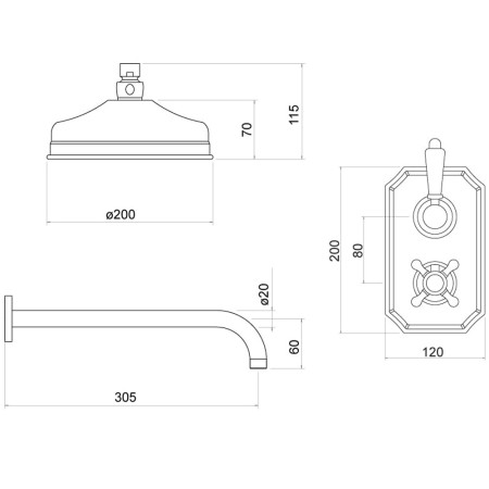 TSS105 Trisen Everi Traditional Concealed Thermostatic Shower Set Line
