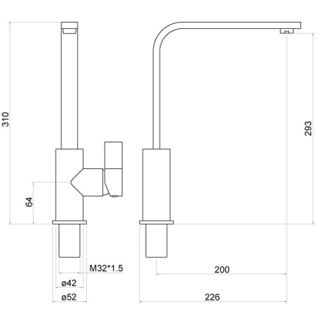 TK014 Trisen Flato Chrome Single Lever Kitchen Tap Line