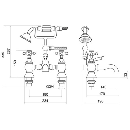 TT104 Trisen Formby Crosshead Chrome Bath Shower Mixer Line