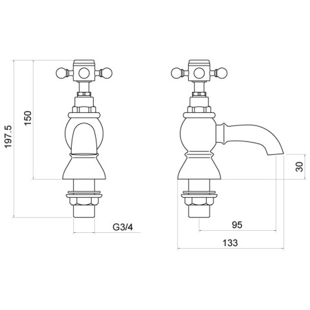 TT106 Trisen Formby Crosshead Chrome Bath Taps Line