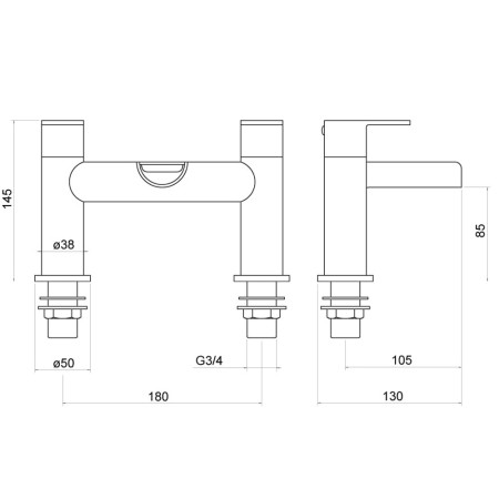 TT505 Trisen Ganton Chrome Bath Filler Line