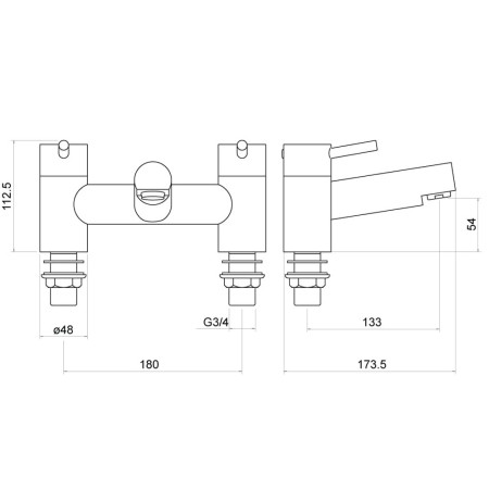 TT705 Trisen Grove Chrome Bath Filler Line