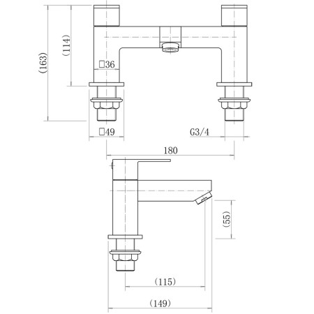 TT905 Trisen Hiron Chrome Bath Filler Line