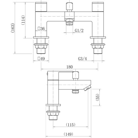 TT904 Trisen Hiron Chrome Bath Shower Mixer Line