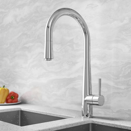 TK009 Trisen Jema Chrome Pull Out Kitchen Tap Lifestyle