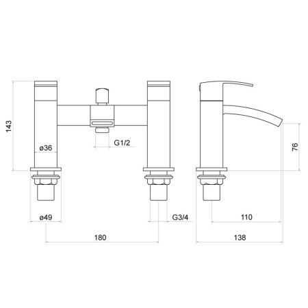 TT804 Trisen Knole Chrome Bath Shower Mixer Line
