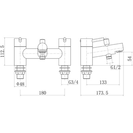 TT1105 Trisen Lewes Black Bath Shower Mixer Line
