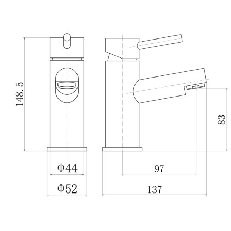 TT1102 Trisen Lewes Black Mono Basin Mixer Line