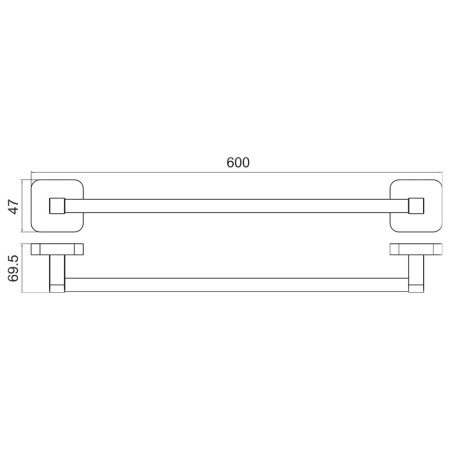 TTR-101K Trisen Matt Black 600mm Single Towel Rail Line
