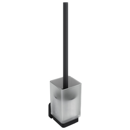 Trisen Matt Black Toilet Brush Holder with Glass