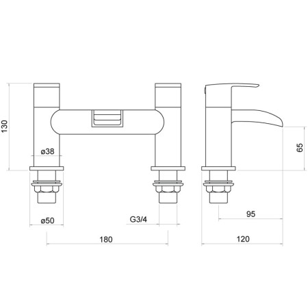 TT305 Trisen Merion Chrome Bath Filler Line