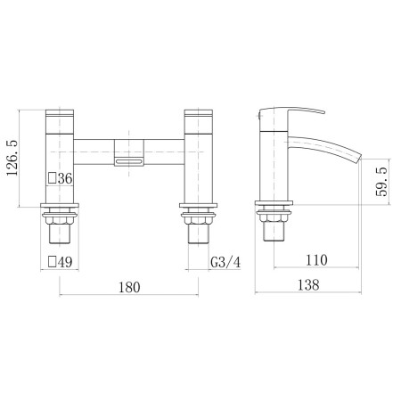 TT1004 Trisen Mijas Black Bath Filler Line