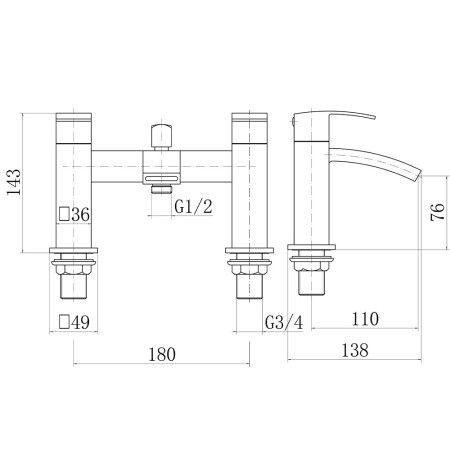 TT1003 Trisen Mijas Black Bath Shower Mixer Line