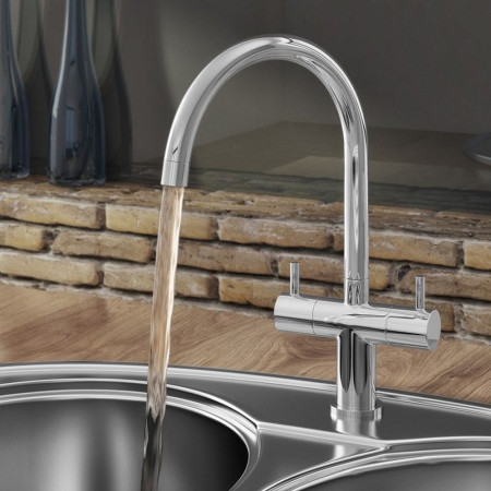 TK016 Trisen Phireo Chrome Two Handle Kitchen Tap Life
