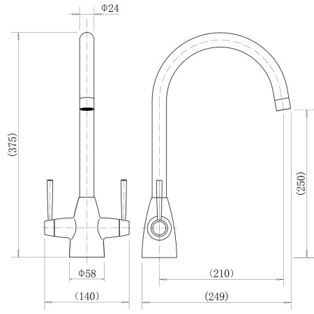 TK015 Trisen Roune Chrome Two Handle Kitchen Tap Line