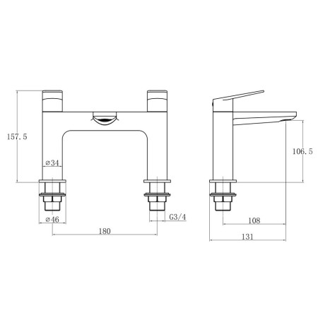 TT853 Trisen Roveri Chrome Bath Filler Line
