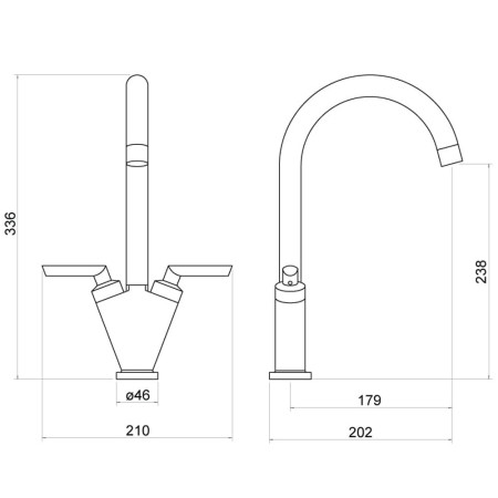 TK005BN Trisen Starn Brushed Nickel Two Handle Kitchen Tap Line