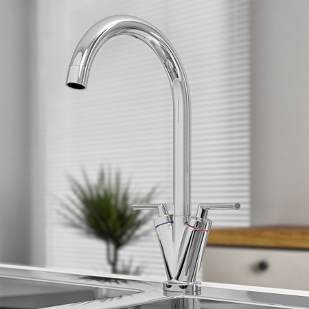 TK005CP Trisen Starn Chrome Two Handle Kitchen Tap Lifestyle