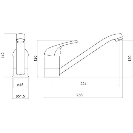 TK001 Trisen Strya Chrome Single Lever Kitchen Tap Line