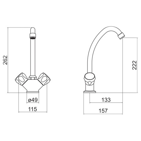 TTR-CLU04 Trisen Two Handle Kitchen Tap in White Line