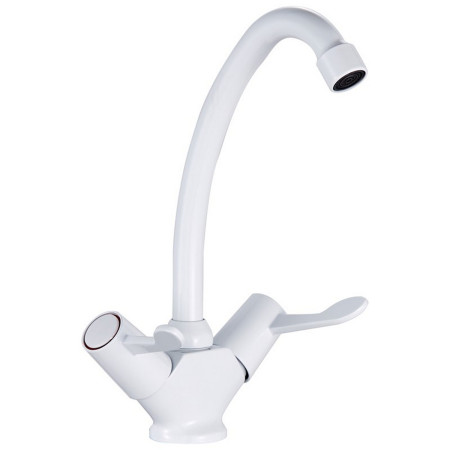 Trisen Two Lever Kitchen Tap in White