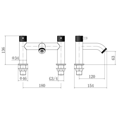 TT771 Trisen Verdura Brushed Brass Bath Filler Line