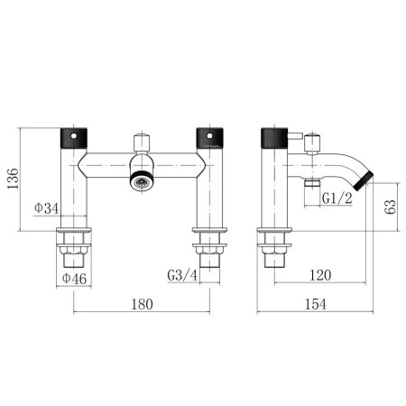 TT772 Trisen Verdura Brushed Brass Bath Shower Mixer Line