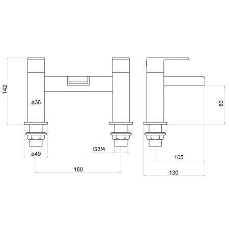 TT405 Trisen Warley Chrome Bath Filler Line