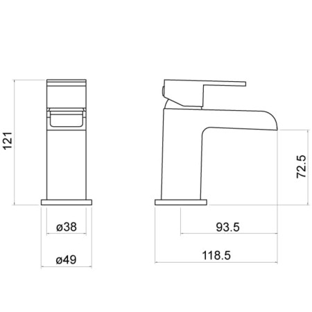 TT401 Trisen Warley Chrome Mini Mono Basin Mixer Line