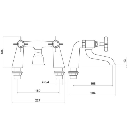 TT205 Trisen Wisley Chrome Bath Filler Line