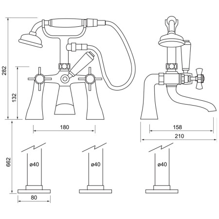 TT207 Trisen Wisley Chrome Freestanding Bath Shower Mixer Line