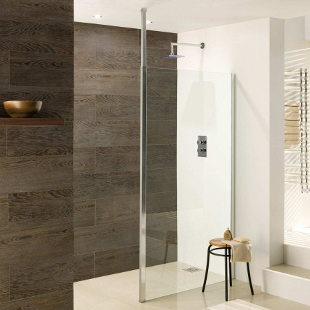 Valliant Chrome 800mm Wetroom Panel with Square Pole