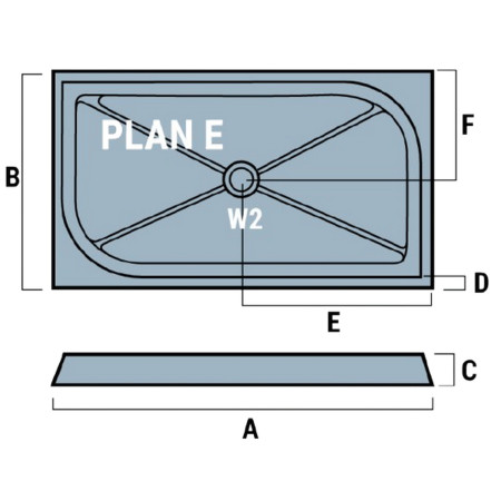 51.077 Vanguard 25 1300 x 900mm Rectangular Shower Tray Line Drawing Plan