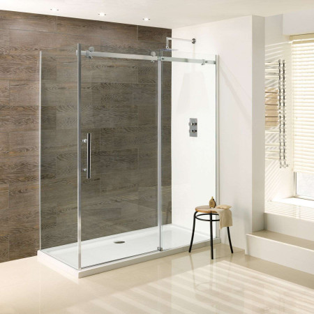 58.250 Vanguard Chrome 1000mm Sliding Shower Door with Side Panel