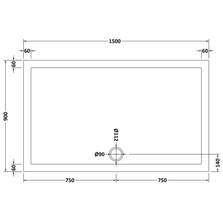 48.1030 Vantage 1500 x 900mm Rectangular Shower Tray Technical Drawing